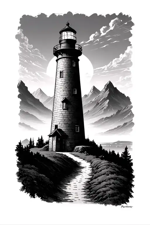 Lighthouse And The End Off The Path Through The Mountains