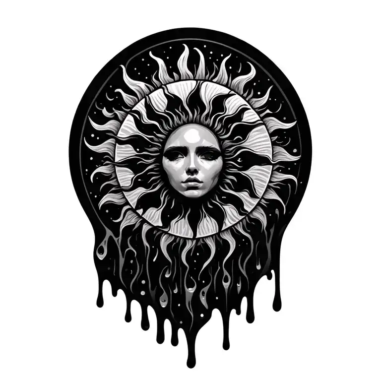 Sun Dripping Black At Bottom