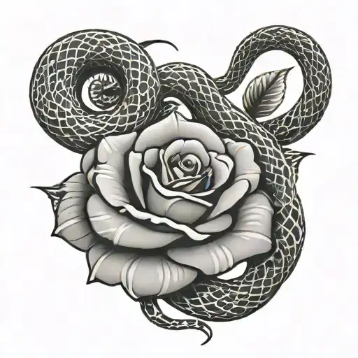 Rose And Snake Coiled