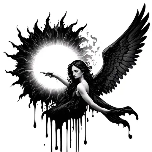 Sunrise Sun Dripping Black Into A Fallen Angel