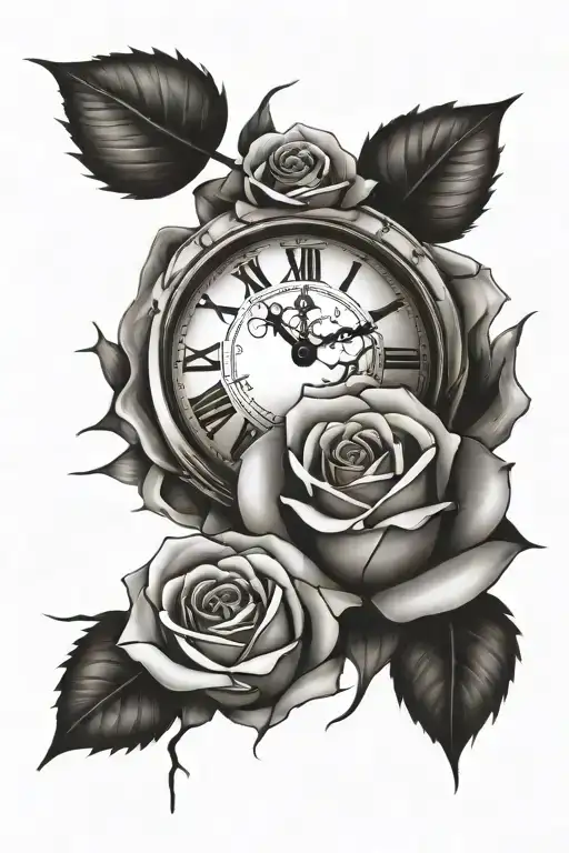 3 Roses Torn Skin Bullets Clock Face