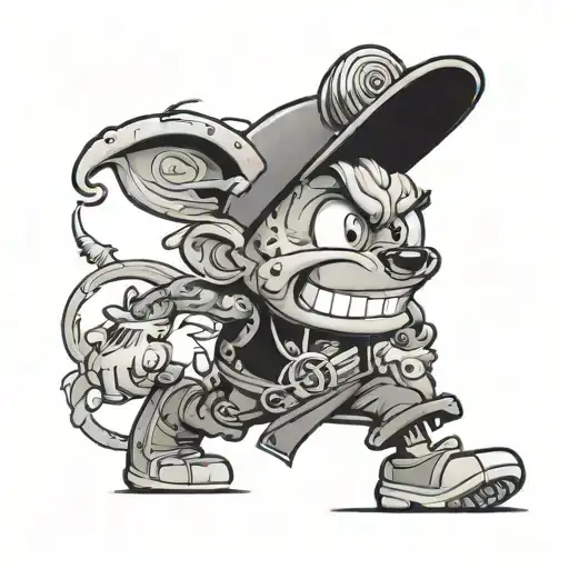 A Cartoon Character With Y2k Design Elements