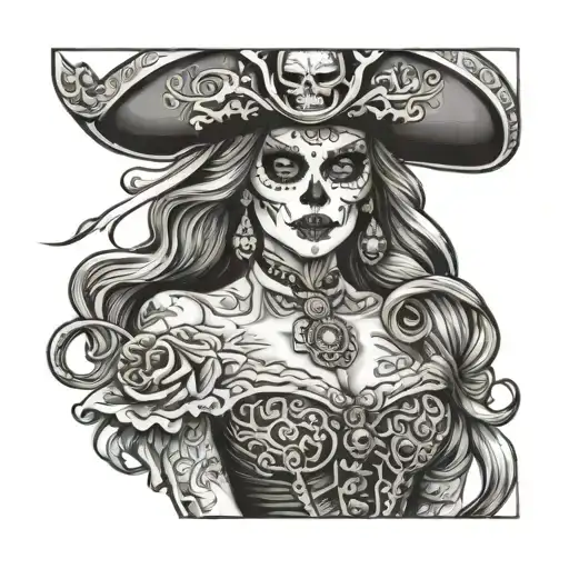 Day Of The Dead Pirate Captain Woman