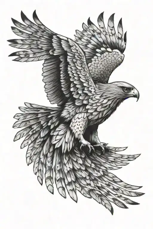 Hawk With Six Wings Spread