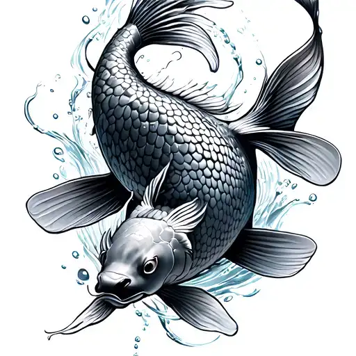 Koi Fish Swimming Upstream