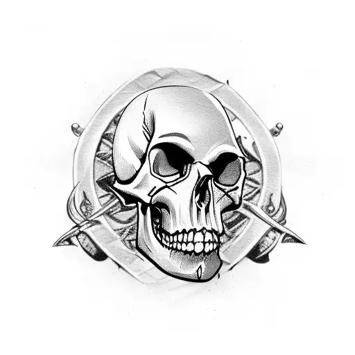 Front Facing Galleon Pirate Ship With Skull