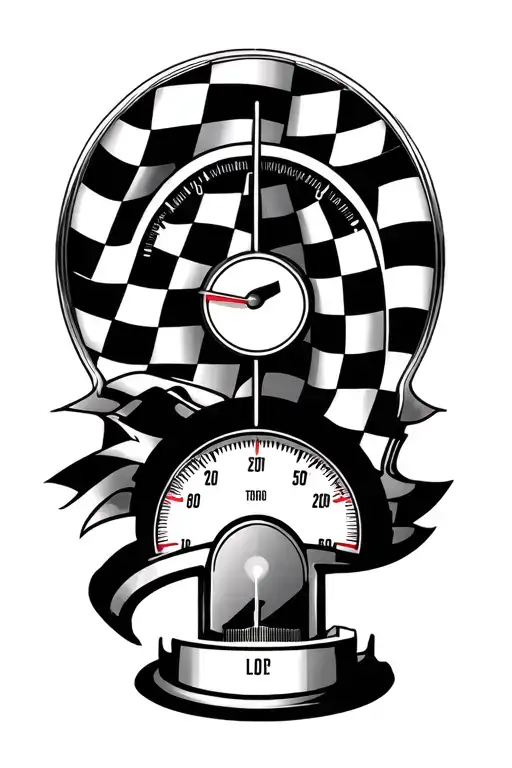 Speedometer With Checkered Flag