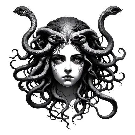 Medusa Head With Snakes Going Through Her Eyes