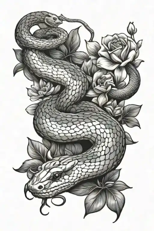 Snake And Flowers