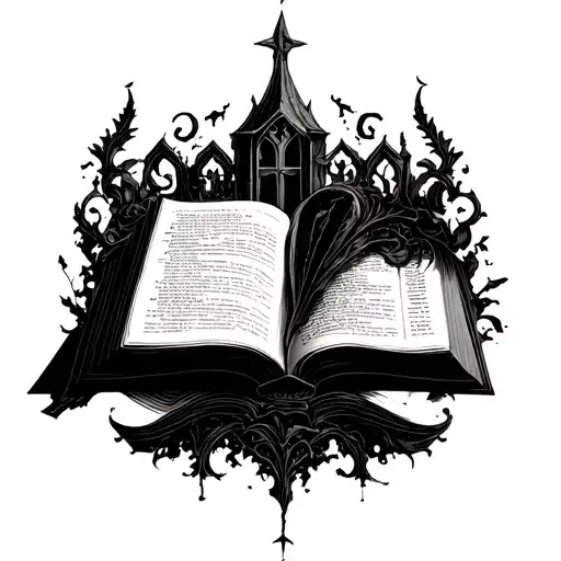 Book Open Book Surrounded Gothic Fantasy Scene