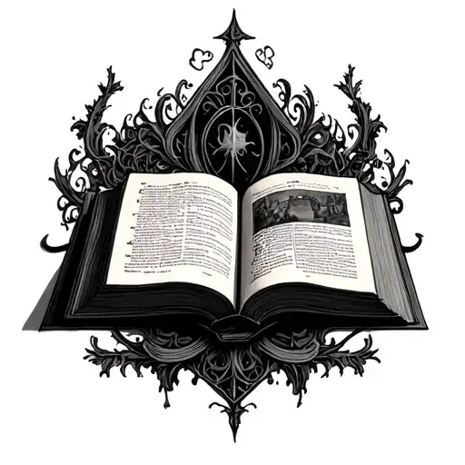 Book Open Book Surrounded Gothic Fantasy Scene