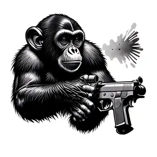 Space Monkey With Gun Shooting