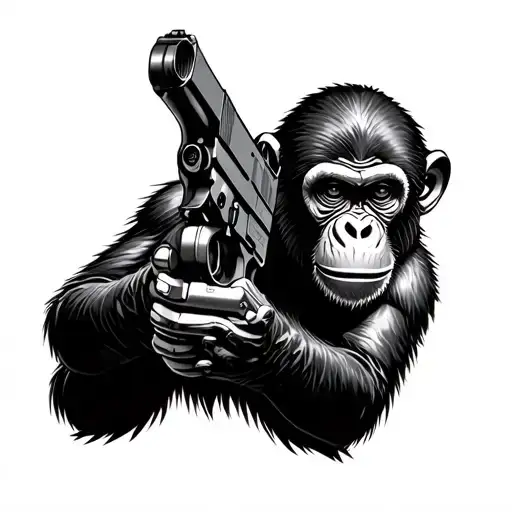 Space Monkey With Gun Shooting