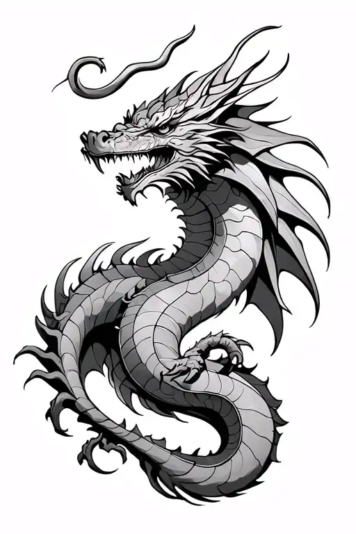 Dragon Wrapped And Line Work Design