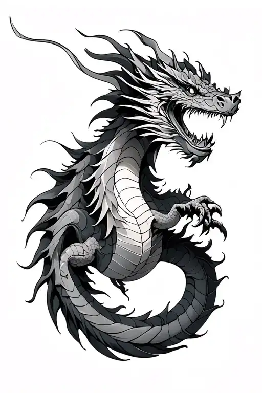 Dragon Wrapped And Line Work Design Incorporating Elements