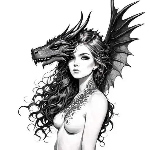 Woman With Dragon Tail Wings And Horns