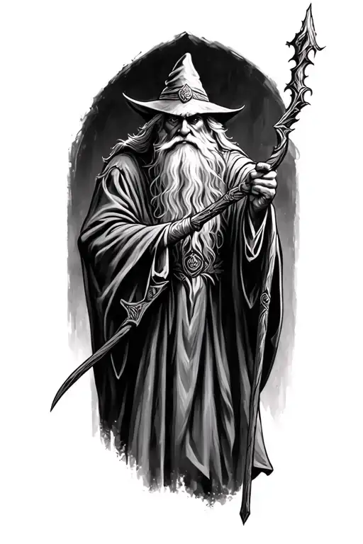 Gandalf The Grey With His Staff