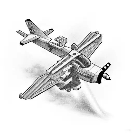 A Black And Grey Lego Brick With A Plane Taking Off From It