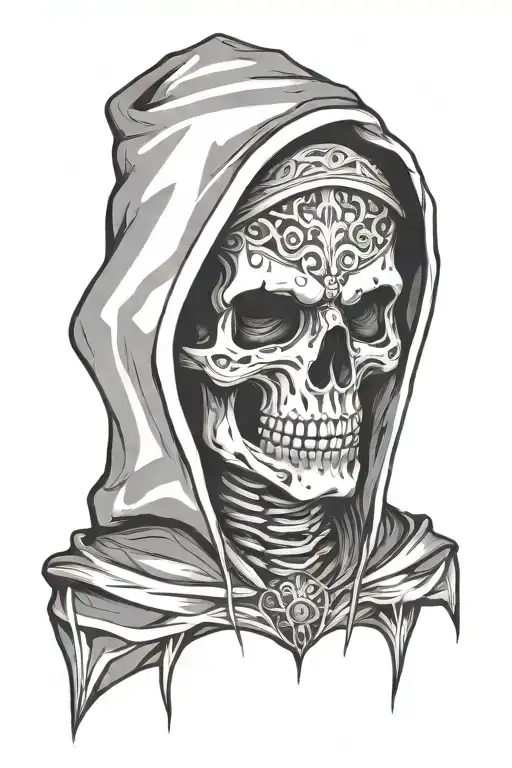 Front View Skull With Hoodie