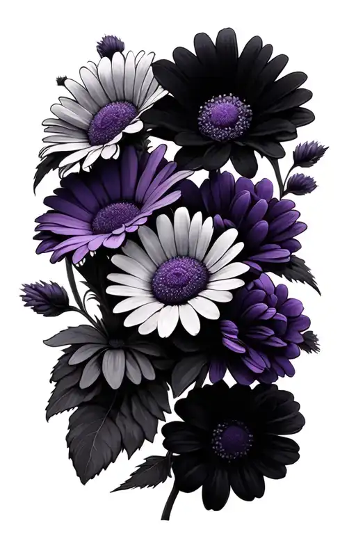 Violet And Daisy Flowers
