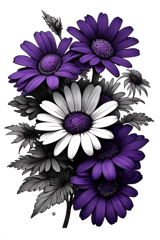 Violet And Daisy Flowers