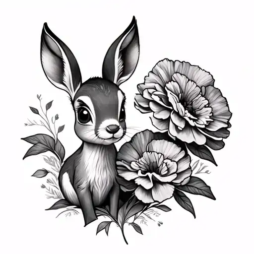 Carnation Flower Bambi And Thumper Disney Style