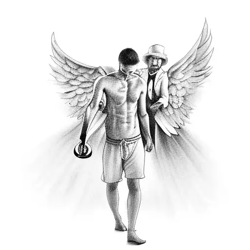 Angel Pouring A Pitcher Of Water Onto A Kneeling Man