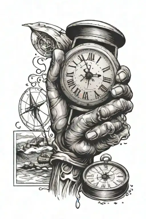 Old Person Hand Holding Sand Clock