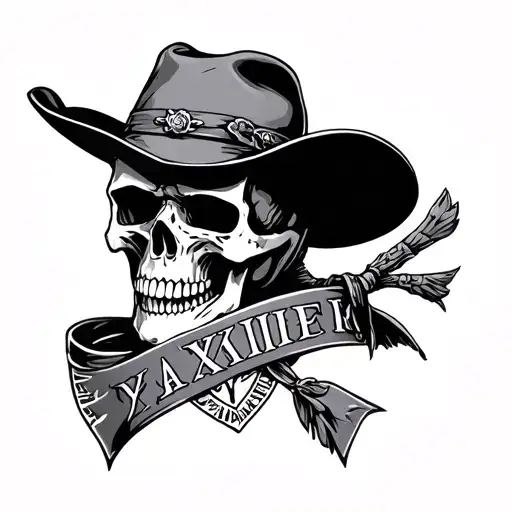 Skull With Cowboy Had And Bandana With Roman Numerals Below It