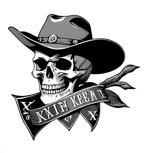 Skull With Cowboy Had And Bandana With Roman Numerals Below It