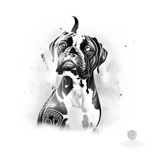 Black And Grey Modern Monochrome Tattoo Of A Boxer Stance