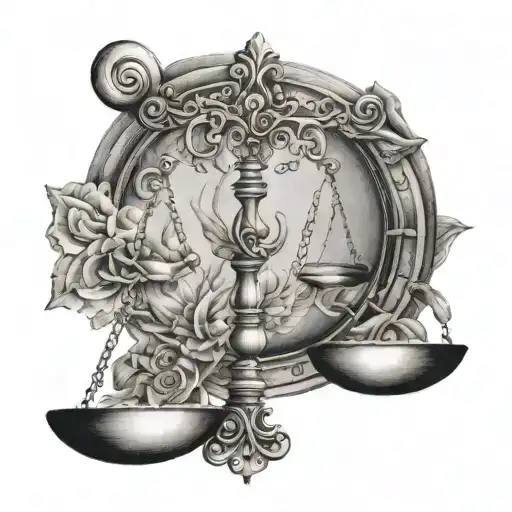 Realism Libra Tattoo Design Combining