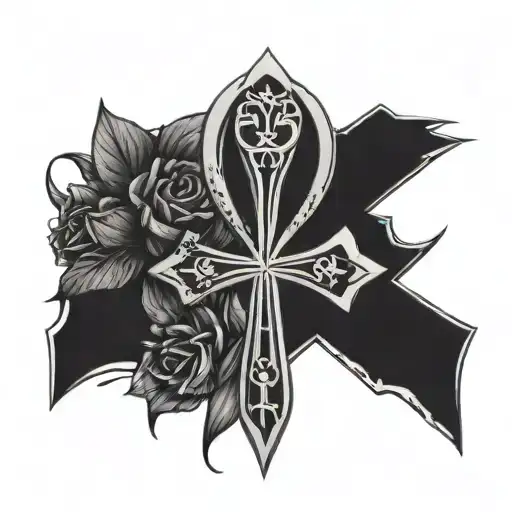 Ankh Symbol With Flowers