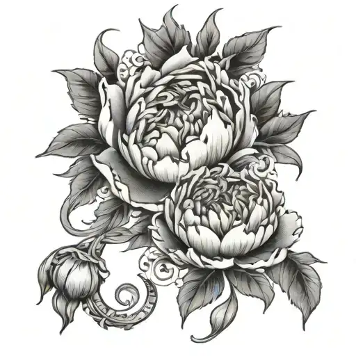An Intricate Floral Design Incorporating Peonies And Water Elements