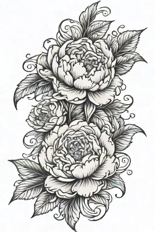 An Intricate Floral Design Incorporating Peonies And Water Elements