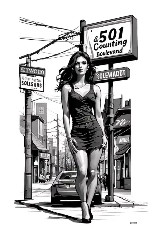 Lady On Street Corner With Sign That Says 501 And Counting Boulevard