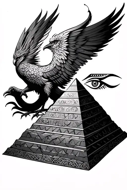 Celtic Phoenix Rising From A Pyramid With Its Eye Replaced By The Eye Of Ra