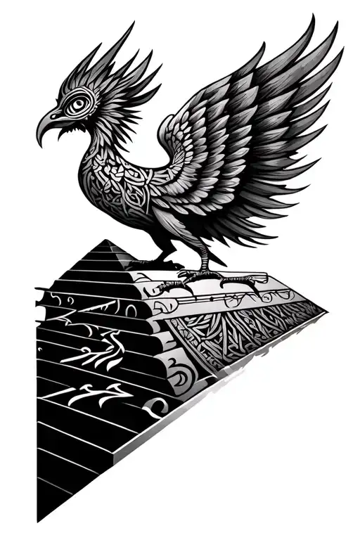 Tribal Celtic Phoenix Rising From A Pyramid With Its Eye Replaced By The Eye Of Ra