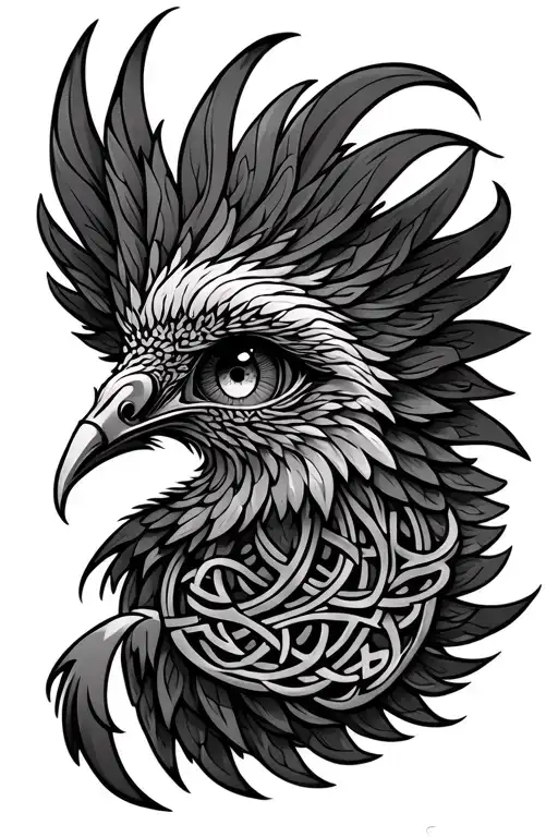 Tribal Celtic Phoenix With Its Eye Replaced With The Eye Of Ra