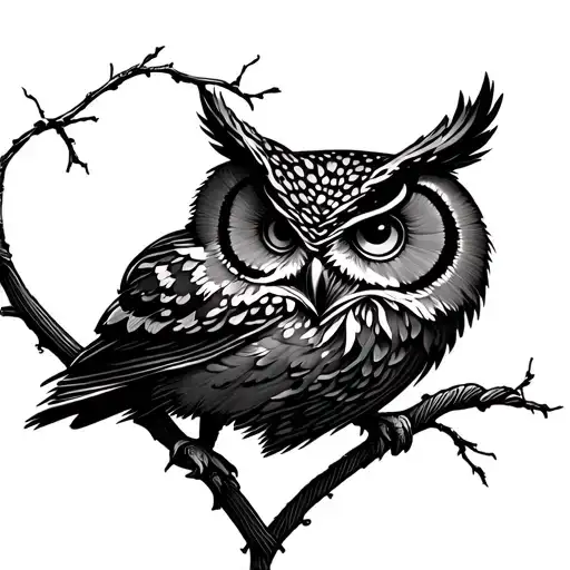 Heart Made Of Thread With An Owl Silhouette