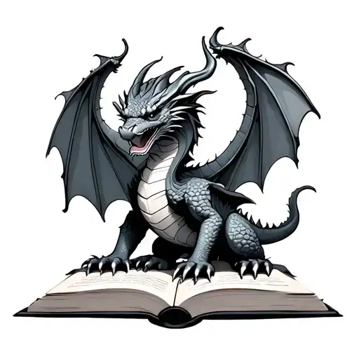 Dragon Sat On An Open Book