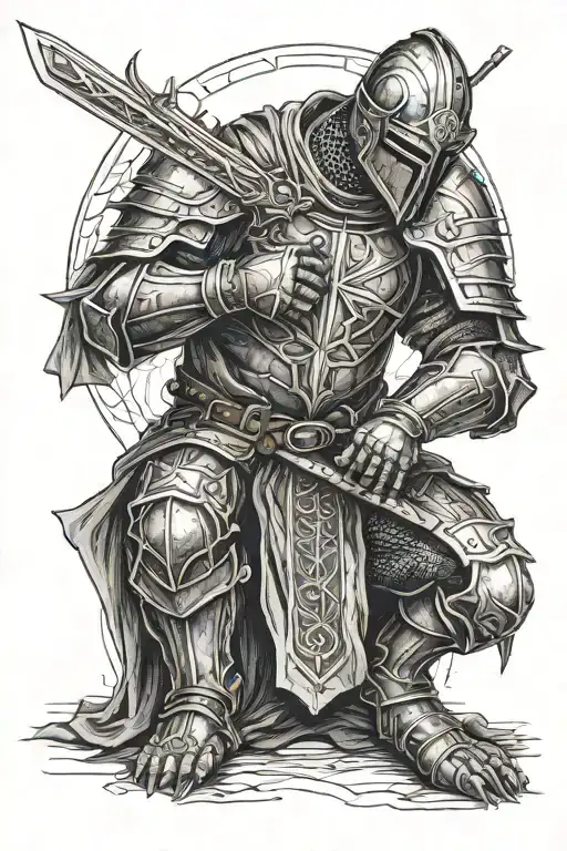 Templar Knight Kneeling Praying