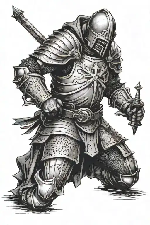 Templar Knight Kneeling Praying