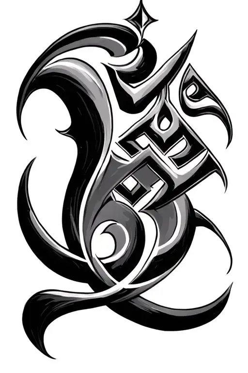 Trishul And Aum Symbol Intertwined