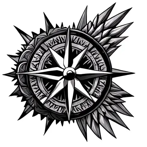 Aztec Compass With Intricate Details