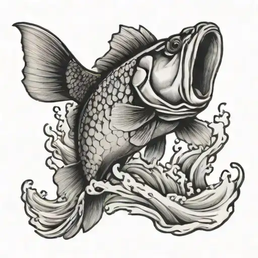 Bass Fish Jumping Out Of Water