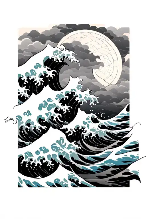 Japanese Waves Black And Grey