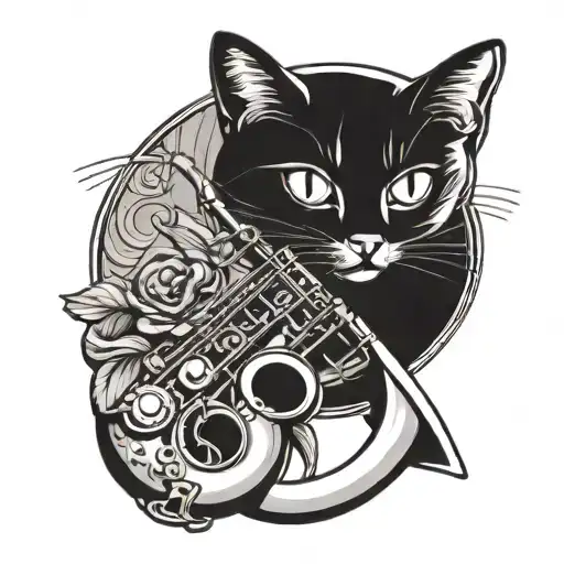 Saxophone Cat Curled