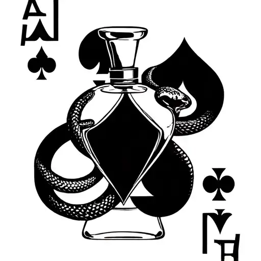 Ace Playingcard With Snake Sides And Parfume Bottle