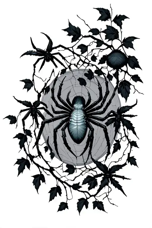 Spiders Hanging Black Ivy Vines
